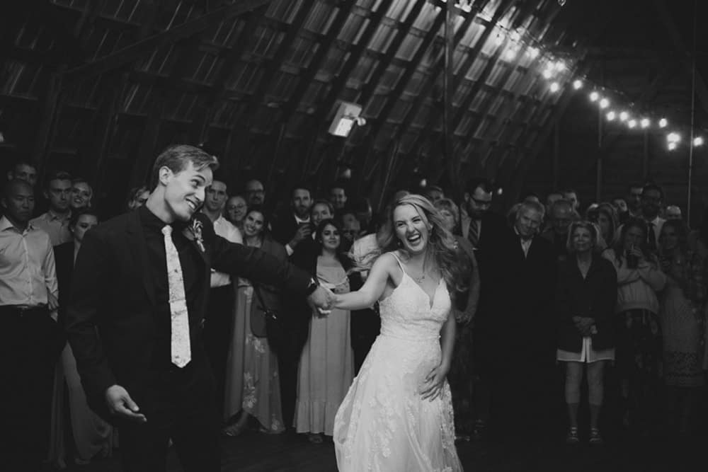 Young Married Couple Dancing After Wedding