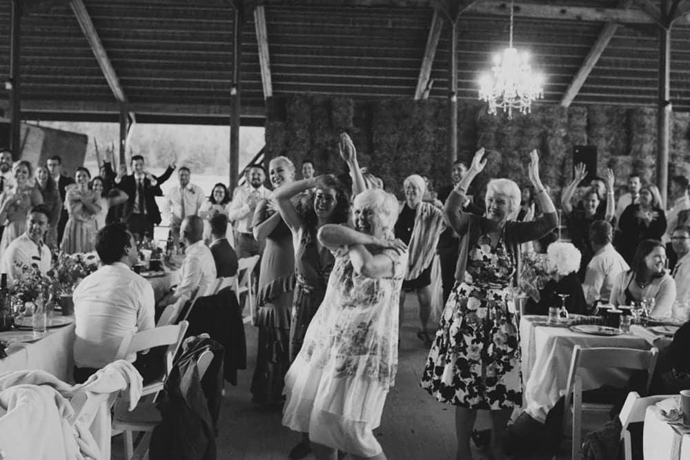 Family Celebrating a Wedding in the Barn